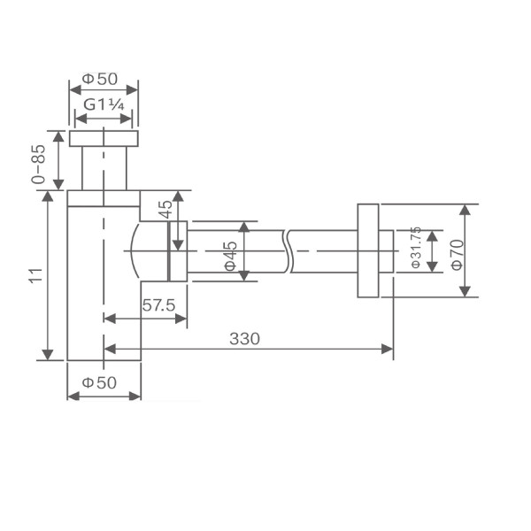 Сифон для раковины Savol S-LSQ01H, черный. Фото 2