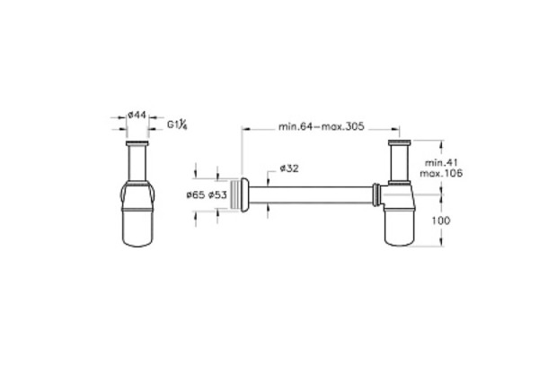 Сифон для раковины VITRA Syphon A45122 (металлический). Фото 2