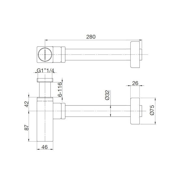 Сифон для раковины Webert AC0404015, хром. Фото 2