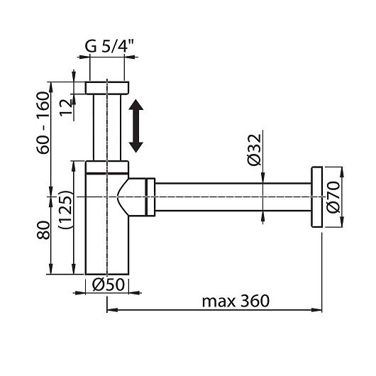 Сифон для умывальника ЧЕРНЫЙ. Фото 2