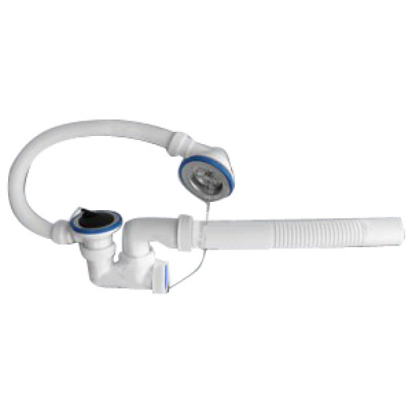 Сифон для ванн "УНИВЕРСАЛ" Белый нерж.вып. (арт.30980242). Фото 1