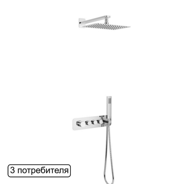 Система для душа скрытого монтажа EXCELLENT Krotos AREX.SET.8036CR (хром). Фото 1