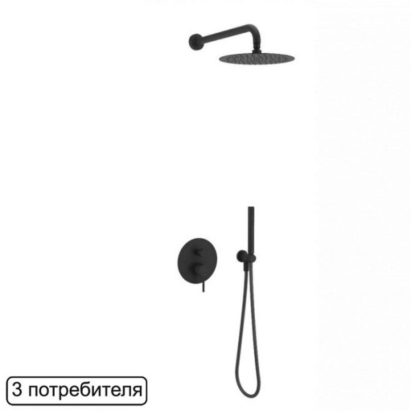 Система для душа скрытого монтажа EXCELLENT Pi AREX.SET.1247BL (черный мат). Фото 1
