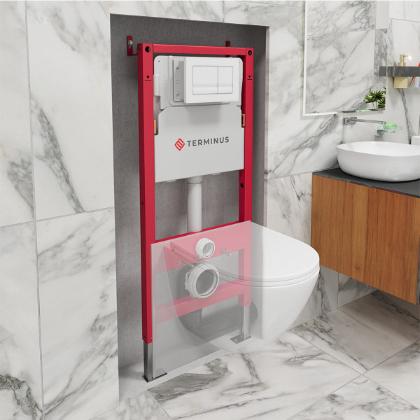 Система инсталляции для подвесного унитаза  4 в 1 Terminus, с клавишей. Фото 3