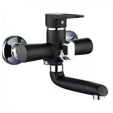 SL77BL-009E Смеситель РМС для ванны с коротким изливом. Черный. Фото 1