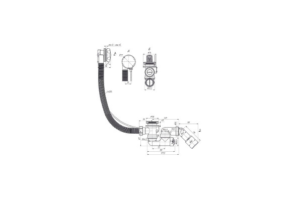 Слив- перелив 60 см полуавтомат с регулируемым сифоном, с переходной трубой 40*50 (ручка металл). Фото 2