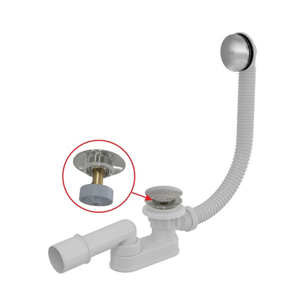 Слив-перелив Alcadrain для ванны, Click-Clack, хром (A507CKM-100). Фото 1