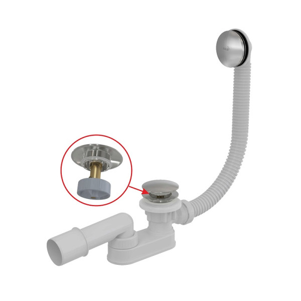 Слив-перелив Alcadrain для ванны, click/clack, хром матовый (A507CKM). Фото 1