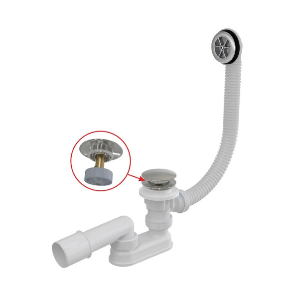 Слив-перелив Alcadrain для ванны, click/clack, металл (A505CKM). Фото 1