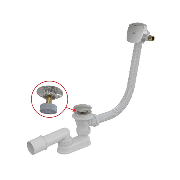 Слив-перелив Alcadrain для ванны, CLICK/CLACK, с напуском воды через перелив, хром (A508CKM-120). Фото 1