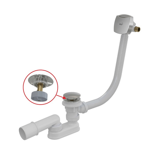 Слив-перелив Alcadrain для ванны, Click/Clack, с напуском воды через перелив, хром (A508CKM). Фото 1