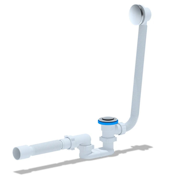 Слив-перелив АНИ Пласт для ванны 1/2"х40, плоский, выпуск клик-клак с сеткой (EC055S). Фото 1