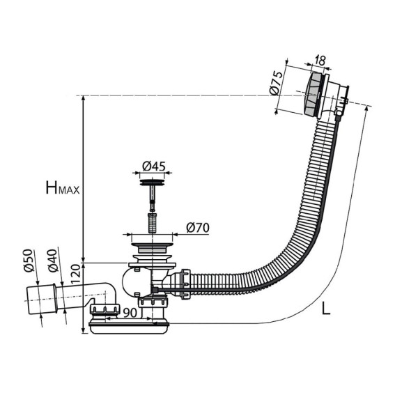 слив-перелив для ванны, комплект. Фото 2