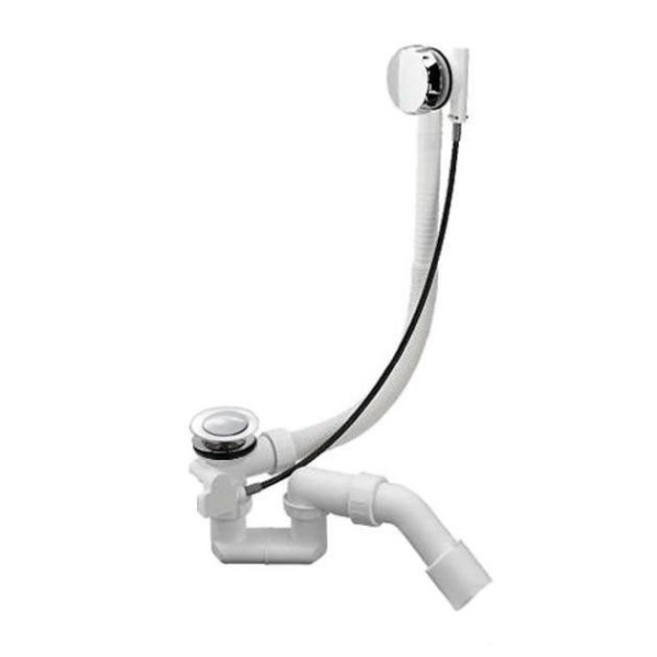 Слив-перелив п/автомат WIRQUIN для ванны с внешним кабелем L=700мм регулируем.сифоном, вентиль и клапан латунь, с гофротрубой, хром (ПРОДАЕМ ИЗ НАЛИЧ). Фото 1