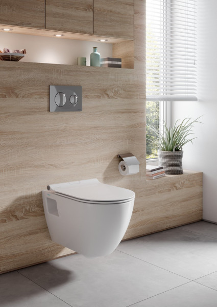 SM46SL Smart унитаз подвесной, безободковый, с тонким сиденьем с микролифтом, Serel. Фото 3
