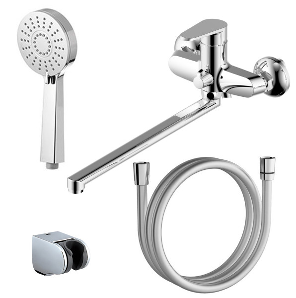 Смеситель AZARIO CASTELO для ванны с ручным душем, керамический картридж, хром (AZ-VJC138274C). Фото 1