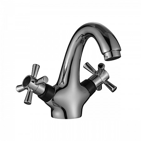 Смеситель Decoroom DR46011-Black двуручный для умывальника монолитный, черый/хром. Фото 1