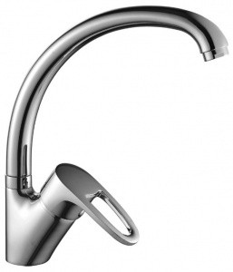 Смеситель Decoroom DR67021 одноручный для кухни с высоким повортным изливом, хром. Фото 1