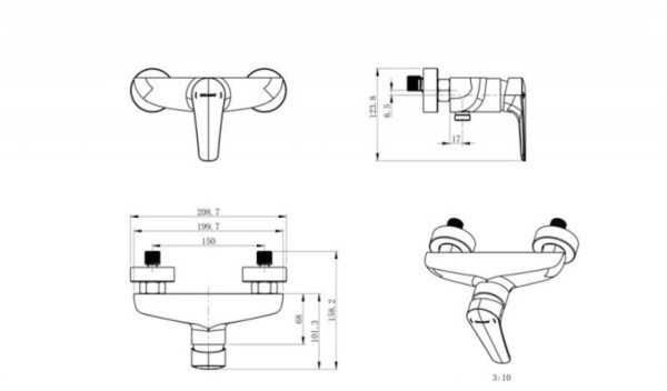 Смеситель для душа Bravat ARDEN F9351385CP-01-RUS, хром. Фото 2