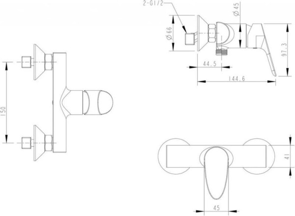 Смеситель для душа Bravat Drop F94898C, хром. Фото 2