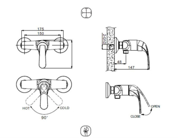 Смеситель для душа Bravat FIT F9135188CP-01-RUS, хром. Фото 2