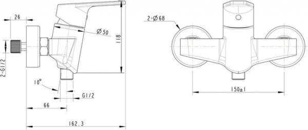 Смеситель для душа Bravat Line F95299C-1, хром. Фото 2
