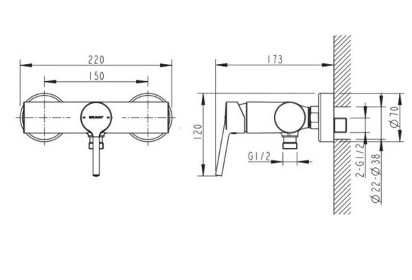 Смеситель для душа Bravat Palace F9172217CP-01-RUS, хром. Фото 2