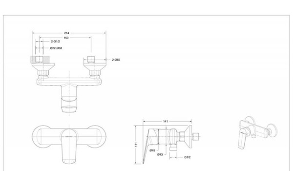 Смеситель для душа Bravat Rhein F9429564BW-01-ENG, черный. Фото 2