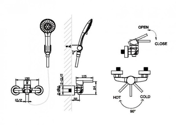 Смеситель для душа Bravat Slim F9332366CP-01-RUS, хром. Фото 2