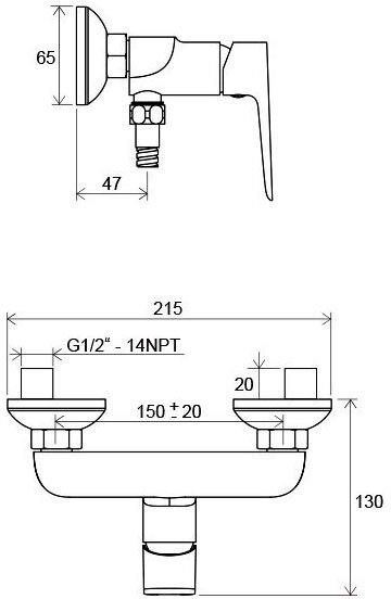 Смеситель для душа CL 032.00/150 150 мм. Фото 2