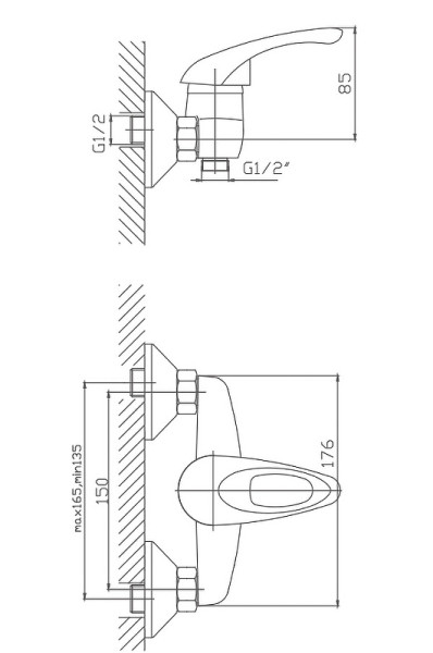 Смеситель для душа Cron CN2003, хром. Фото 2