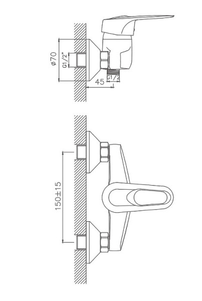 Смеситель для душа Cron CN2004, хром. Фото 2