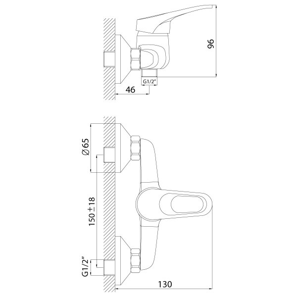 Смеситель для душа D-Lin D160628, хром. Фото 2