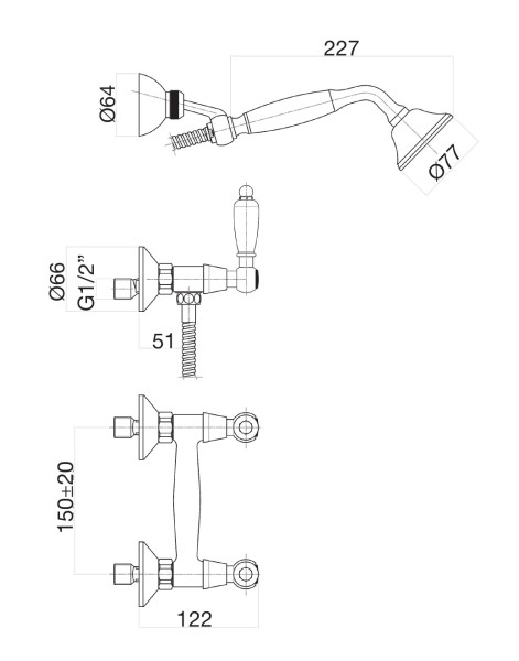 Смеситель для душа Fiore COLONIALE 02ZZ0602, бронза. Фото 2