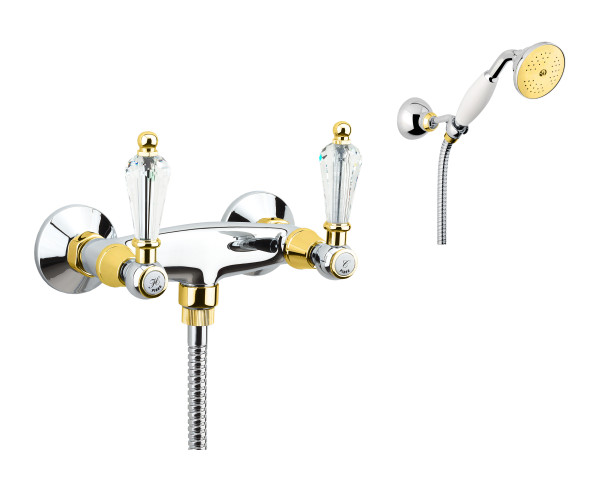 Смеситель для душа Fiore GIOIELLI (SWAROVSKI®) 08CO0602, хром/золото. Фото 1