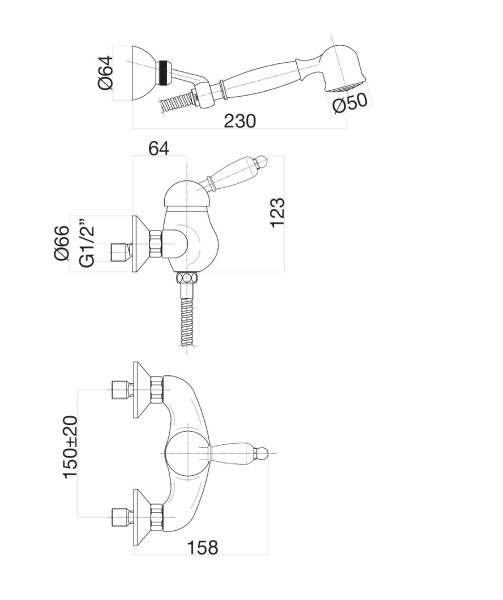 Смеситель для душа Fiore IMPERIAL 83CO5127, хром/золото. Фото 2