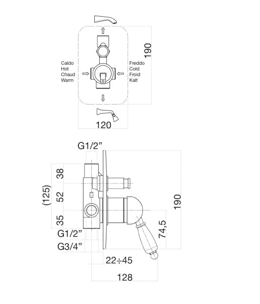 Смеситель для душа Fiore IMPERIAL 83CR5134, хром. Фото 2
