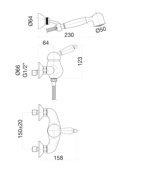 Смеситель для душа Fiore IMPERIAL 83OO5127, золото. Фото 2