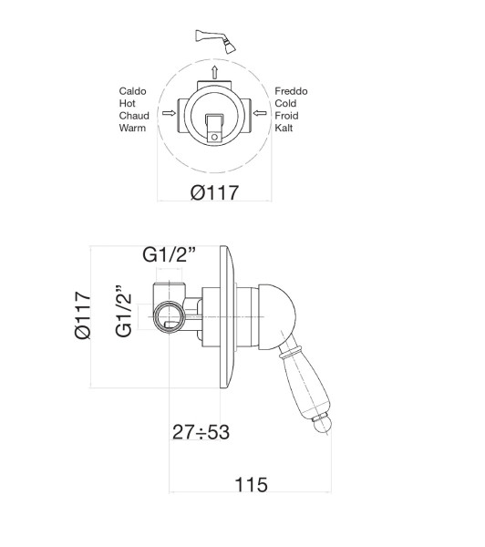 Смеситель для душа Fiore IMPERIAL 83ZZ5130, бронза. Фото 2