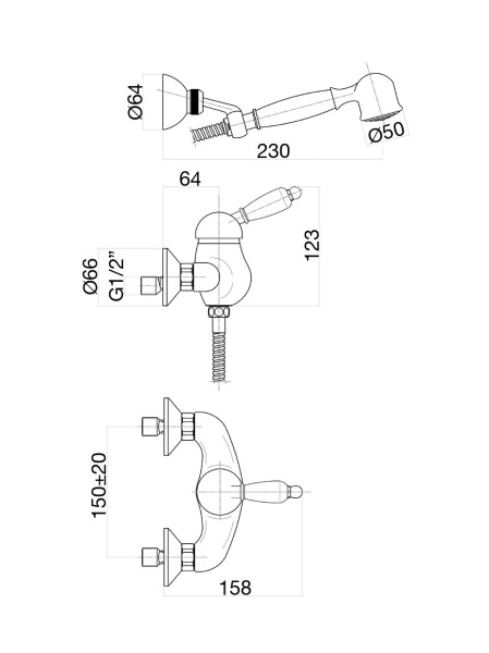 Смеситель для душа Fiore IMPERIAL BLACK 89ZZ5127, бронза. Фото 2