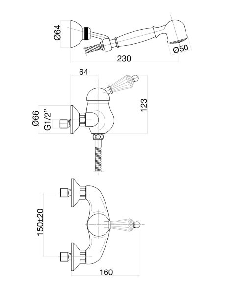 Смеситель для душа Fiore IMPERIAL- SKY  (SWAROVSKI®) 82CR5127, хром. Фото 2