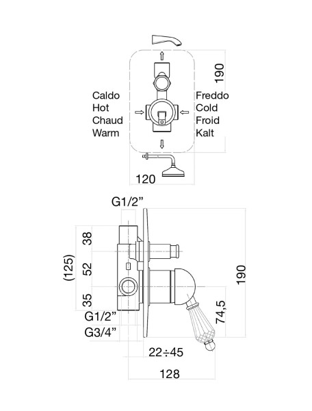 Смеситель для душа Fiore IMPERIAL- SKY  (SWAROVSKI®) 82OO5134, золото. Фото 2
