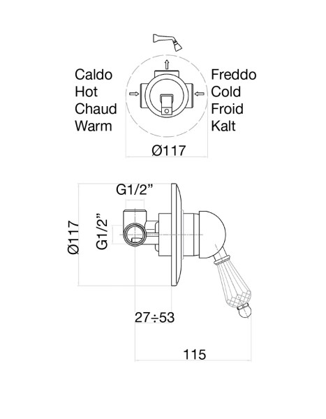 Смеситель для душа Fiore IMPERIAL- SKY  (SWAROVSKI®) 82ZZ5130, бронза. Фото 2