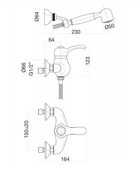 Смеситель для душа Fiore Jafar 47OO5127, золото. Фото 2