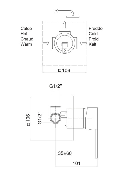 Смеситель для душа Fiore KATANA 77CR7515, хром. Фото 2