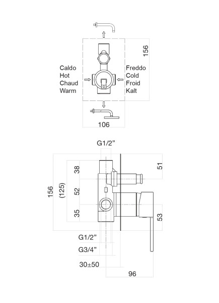 Смеситель для душа Fiore KATANA 77CR7517, хром. Фото 2