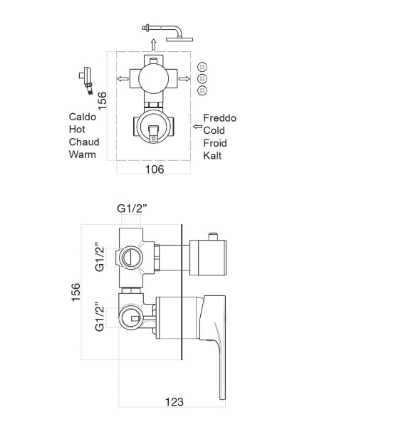 Смеситель для душа Fiore KERA 88BB7501, белый. Фото 2