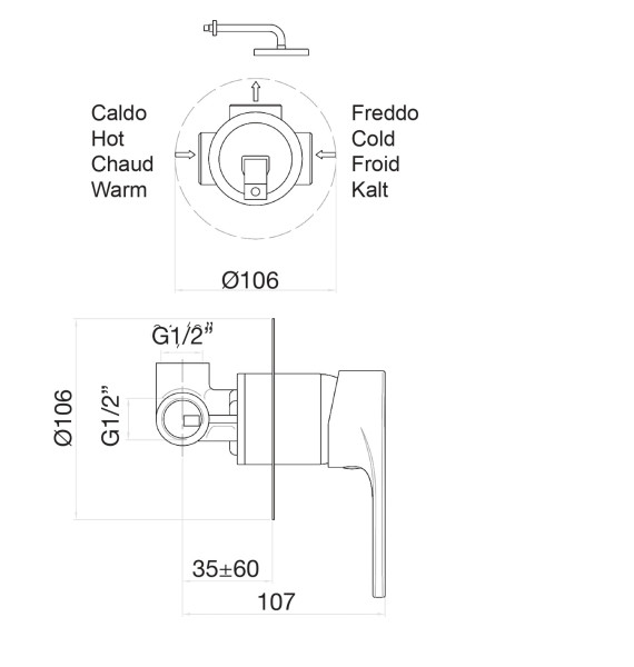 Смеситель для душа Fiore KERA 88BB7565, белый. Фото 2