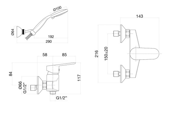 Смеситель для душа Fiore KEVON CHIC 81OX6510, хром/оранжевый. Фото 2