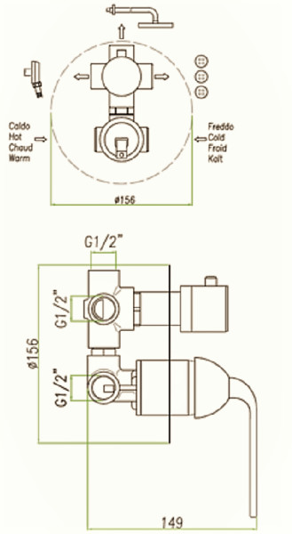 Смеситель для душа Fiore Koko 87CR7561, хром. Фото 2